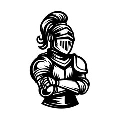 full knight character isolated drawing coloring line art style sketch classic vintage design illustration