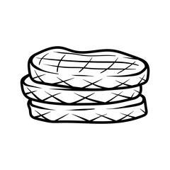 stack of burger patty isolated drawing coloring line art style sketch classic vintage design illustration