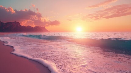 Obraz premium Dream Vacation Seascape. Solitude wallpaper with Heavenly Sunshine Beach.