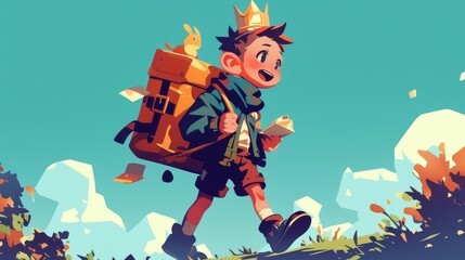 Whimsical Cartoon Adventure with a Joyful Character