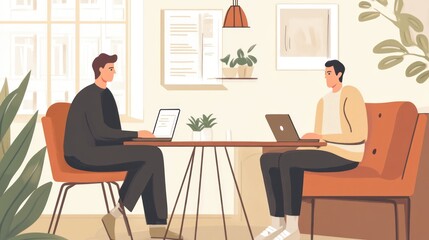 Two Men Working on Laptops