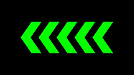 Arrow icon on black background. Left arrow.  large forward or left pointing solid long arrow. colorful left arrow icon isolated.