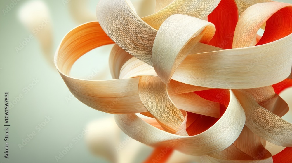 Poster abstract ribbons in soft colors, dynamic and flowing design.