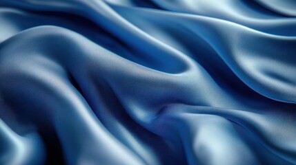 Obraz premium A vibrant blue satin fabric texture with smooth, flowing folds and soft sheen.