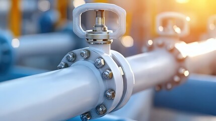 Industrial Pipeline Valve Close up  Metal Piping System  Energy Infrastructure