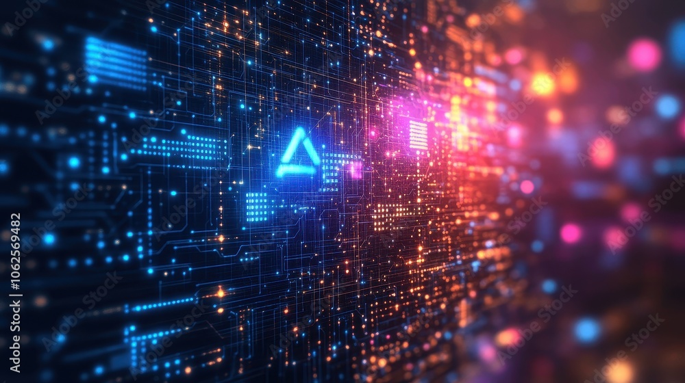 Poster ai word in electronic stream of data and colorful light spread copyspace banner background
