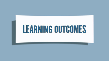 Learning outcomes. A card isolated on blue background.