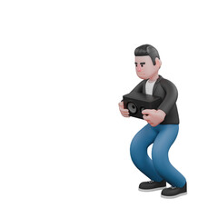 Singing Character in 3D. A male musician stands holding a small speaker in his hand.  Musician Design