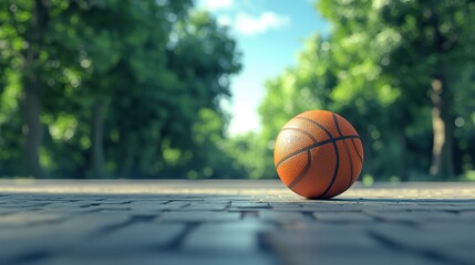 basketball bouncing on a clean outdoor court