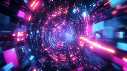 Abstract Futuristic Background with Neon Lights