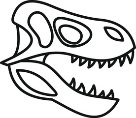 Tyrannosaurus rex skull fossil isolated on white background, paleontology and archeology educational material