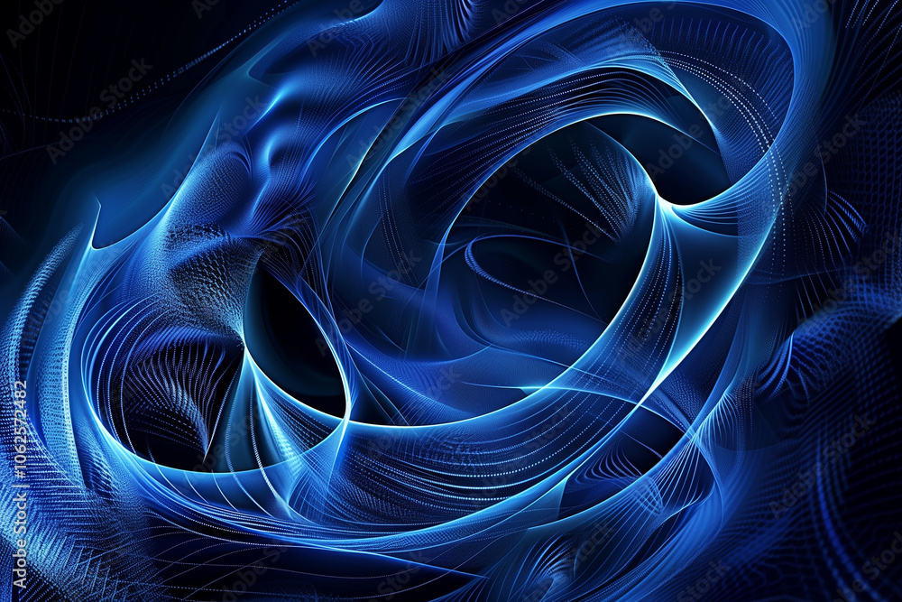 Poster high-tech background with luminous digital scripts, abstract waveforms, and virtual screens, set aga