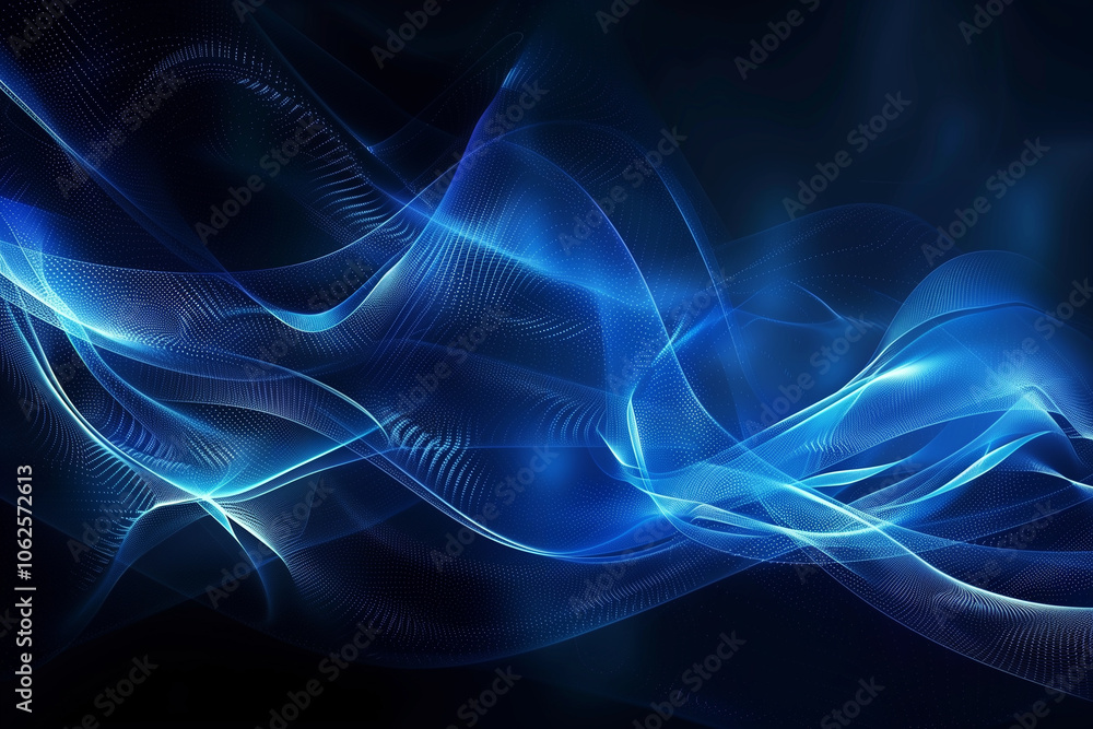 Poster high-tech background with luminous digital scripts, abstract waveforms, and virtual screens, set aga