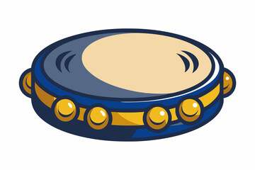  Closeup of a pandurate, the Spanish tambourine, on a white background
