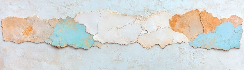 Obraz premium Abstract Texture of Peeling Paint on Wall Blue Beige White Colors Vintage Grunge Dis