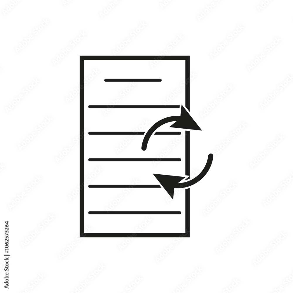 Poster document update icon. arrows in rotation. file management symbol. vector illustration.