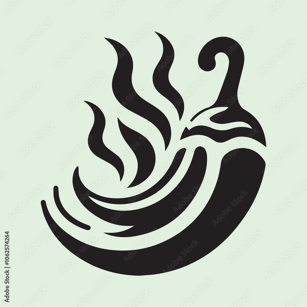 Wall mural hot chili logo, illustration vector, hot chili silhouette vector icon black and white