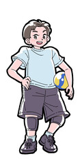 バレーボールを持った男の子のイラスト