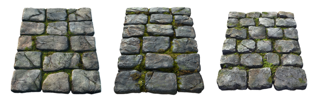 PNG Textured stone paving for outdoor environments. Isolated on transparent background