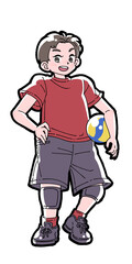 バレーボールを持った男の子のイラスト