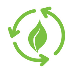 leaf in recycle arrows ecology