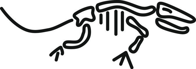 Varanus skeleton anatomy with bones, ribs and skull in simple line style