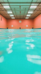 Obraz premium Close Up View of a Swimming Pool with Ripples and Reflections