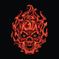 Skull Flames Vector Artwork Design