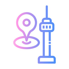 namsan tower Line Gradient Icon
