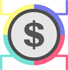 Graphic chart for data visualization with dollar sign icon 