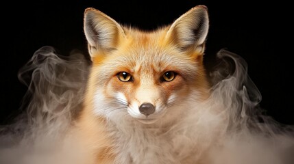 Mystical Fox Portrait with Smoke Effect   Wildlife Photography