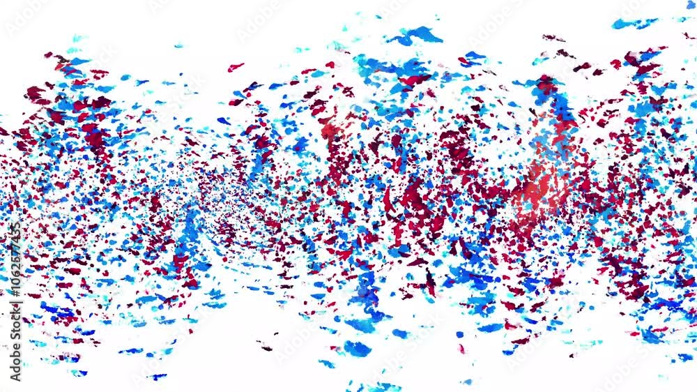 Poster grunge textures and colorful ink splashes animation on a white background