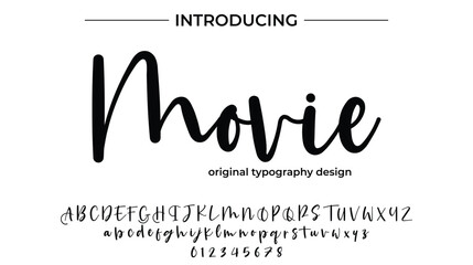 Movie Font Stylish brush painted an uppercase vector letters, alphabet, typeface