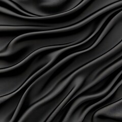 Fototapeta premium Abstract black satin fabric with soft, elegant folds and waves.