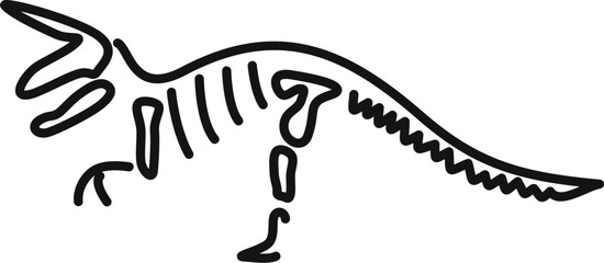 Continuous line drawing of triceratops fossil skeleton, minimalist design