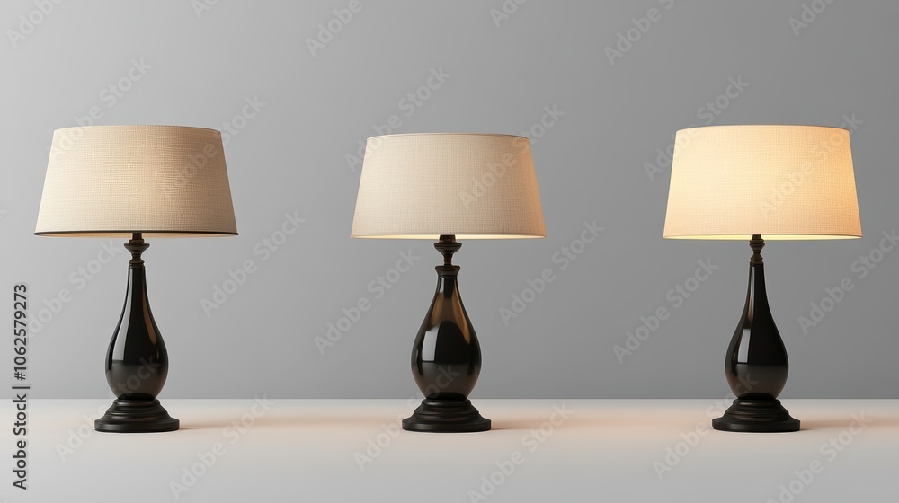 Poster isolated full-length front view of table lamps on a transparency background