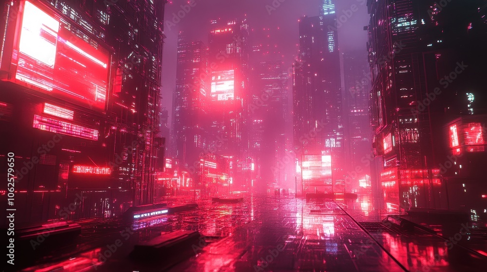 Poster an abstract digital scene featuring bright lights and technology elements, creating a futuristic aes