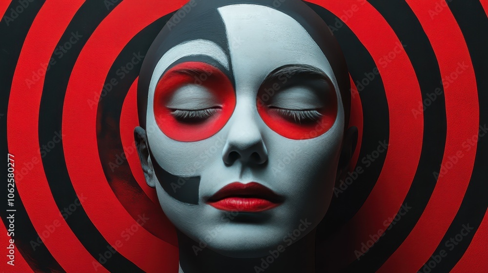 Poster surreal target head portrait against dark background generative ai image