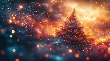 Naklejka premium Abstract fantasy festive christmas tree background header wallpaper background 3d illustration.