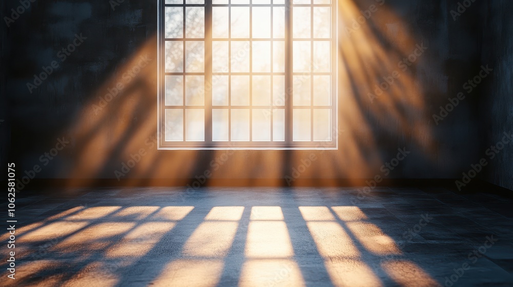 Poster shadow overlay effect isolated on transparent background, png. light and shadows from window. mockup