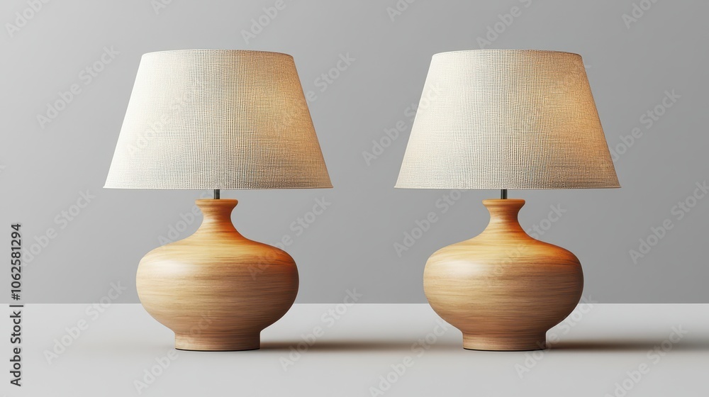 Poster isolated full-length front view of table lamps on a transparency background