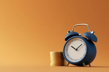 Personal Finance and Time Management - Alarm Clock and Coins - Banking and Financial Services