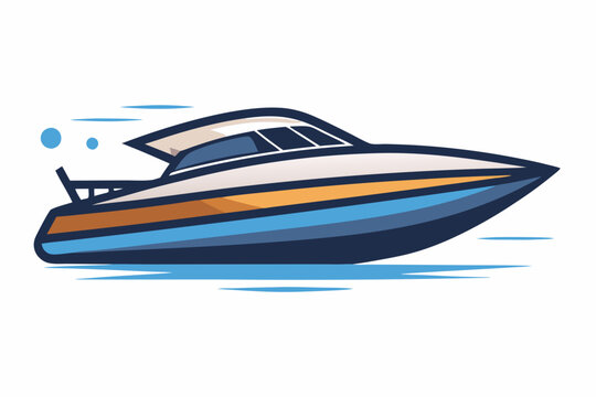  beautiful speed boat vector art illustration 