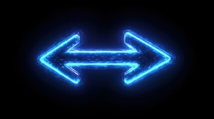Abstract blue glowing lines form an arrow shape in a black background.