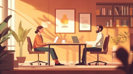 Business Meeting in Modern Office