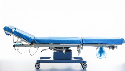 Operating Table on White Background Isolated. Full Shot of Medical Devices.