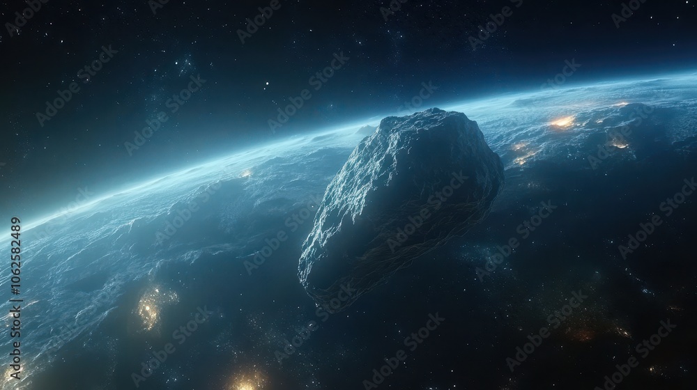 Poster asteroid floating in space an extraterrestrial presenc. generative ai