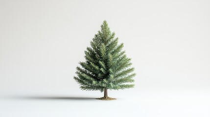 Small pine tree cut out and isolated on a clean white background, perfect for product displays or holiday-themed designs