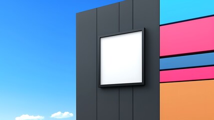 Blank Framed Sign on Colorful Building