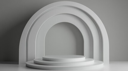 White Circular Platform Within Three Concentric Arches